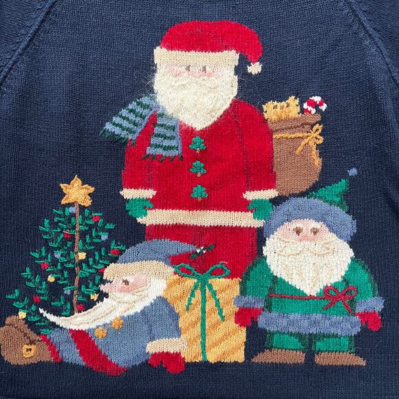 Vintage Northern Isles Rollneck Santa Gnome Christmas Sweater Large Grandmacore - Picture 3 of 6